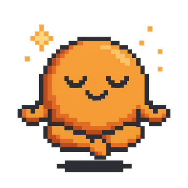 Vibey, the VibeFit mascot, meditating calmly